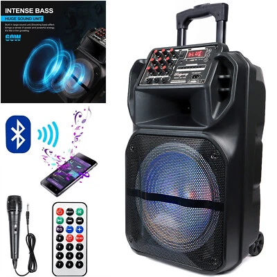 Portable Bluetooth Speaker 12" 15" Loud Subwoofer Party Sound Box Karaoke System