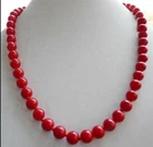 NEW SOUTH SEA GENUINE AAA 8MM RED CORAL NECKLACE 18" 14K GOLD CLASP