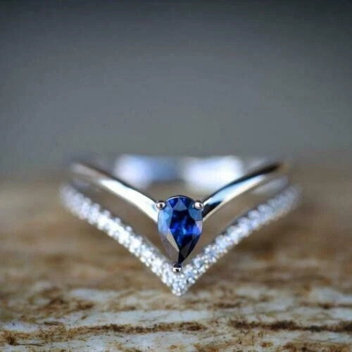 Blue sapphire shop teardrop ring