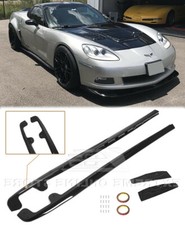 Glossy Black Side Skirts For 05-13 Corvette C6 Base Model Zr1 Style Rocker Panel