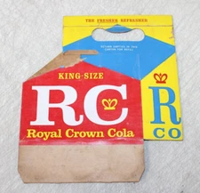 Vintage Royal Crown Cola King Size Cardboard 6 Pack Carrier, Holder, Carton, RC