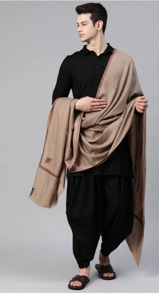 Soft Woolen Traditional Thread Kashmiri Embroidery Kashmiri Shawl / Stoles Warp