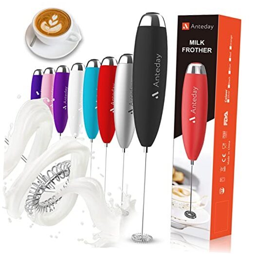 Electric Milk Frother Handheld, Frother Wand for Coffee, Battery Operated Black
