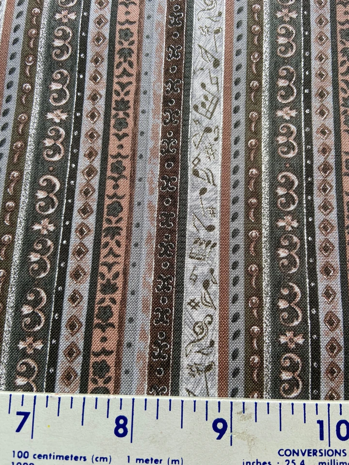 Classical Music Fabric 1/2 Yard Jeffrey Marc Print Concepts Notes Stripes Gray - Image 4 of 4