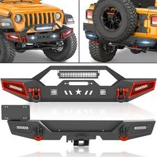 Front Or Rear Bumper For 18-2025 Jeep Wrangler JL JLU Unlimited With LED Lights