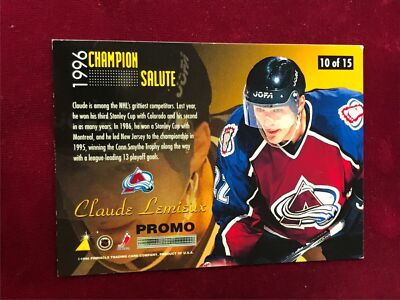 1996 Pinnacle Zenith Champion Salute CLAUDE LEMIEUX San Jose