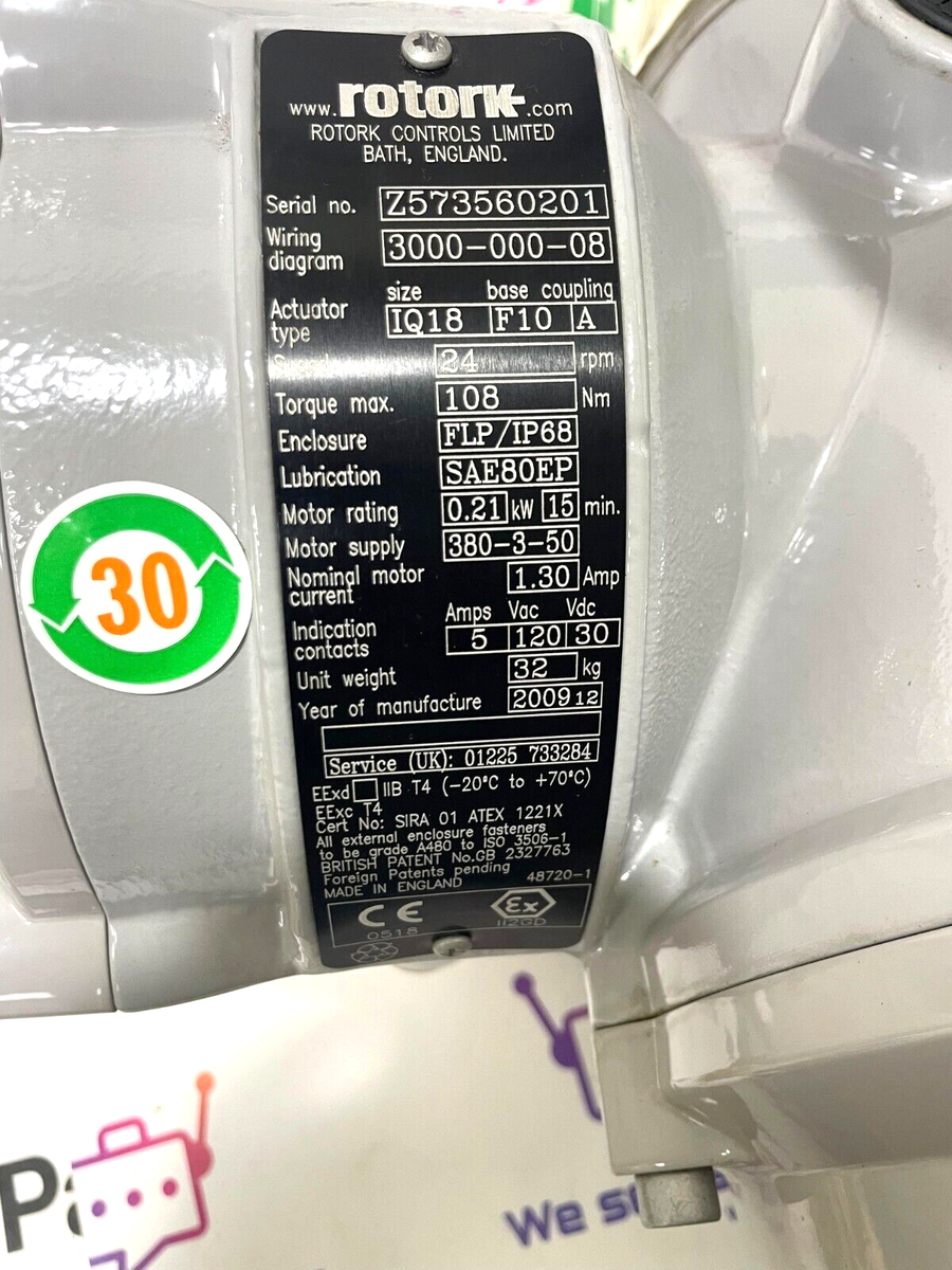 ROTORK IQ18F10A ACTUATOR WITH STANDARD HANDWHEEL Z573560201 | eBay
