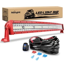 Nilight LED Light Bar 33Inch Triple Row Spot Flood Combo Lights Red Shell
