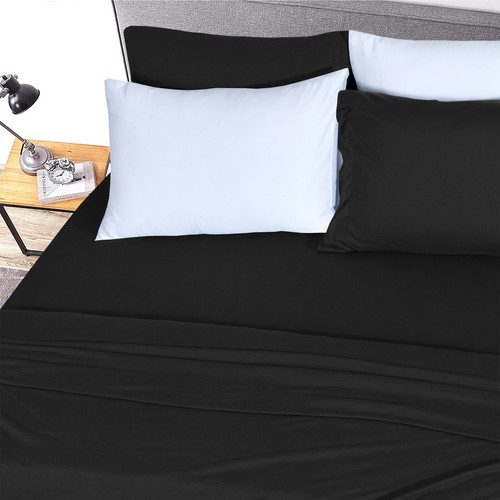 Cotton Jersey Knit Fabric 4 Piece Stretchy Bed Sheet Set Twin XL/Queen/King Size - Picture 81 of 114