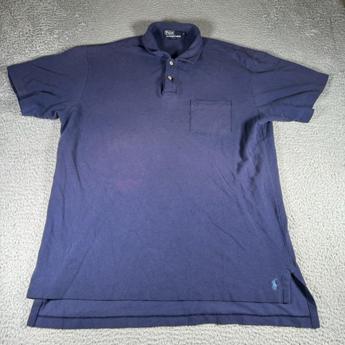 Polo Ralph Lauren Polo Shirt Mens XL Navy Blue Short Sleeve Pique Classic Casual