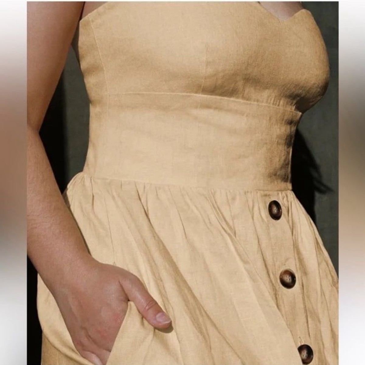 Reformation Cale Linen Midi Dress in Parmesan Size 0 | eBay
