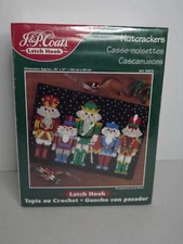 J & P Coats Latch Hook Kit Nutcrackers 40" x 27" Art. 25075 New Sealed (l)