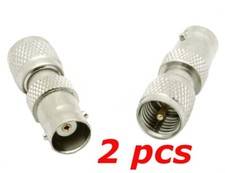 2 PACK - Mini-UHF Male to BNC Female RF Ham Radio 50 Ohm Coax Adapter Connector