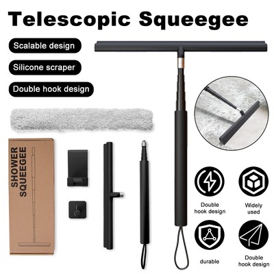 Window Squeegee Cleaner Brush Telescopic Shower Glass Car Sponge Wipe Adjustable
