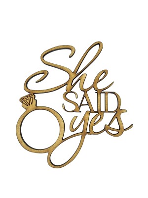 2x She Said Yes Verlobung Hochzeit 7cm Holz Basteln Verzierungen Laser Cut Form
