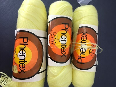 Skeins Vintage Phentex Elite Knitting Yarn Yellow BABY Acrylic