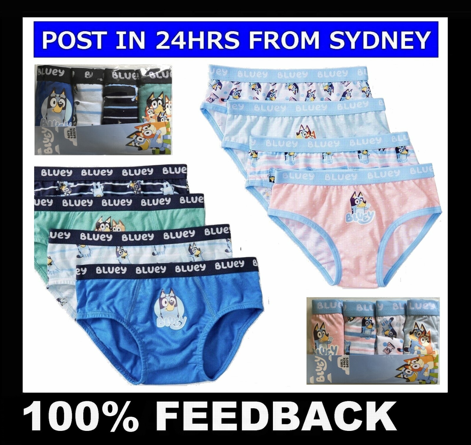 BLUEY BINGO UNDERWEAR ~ Kids Boys Girls Underpants Briefs