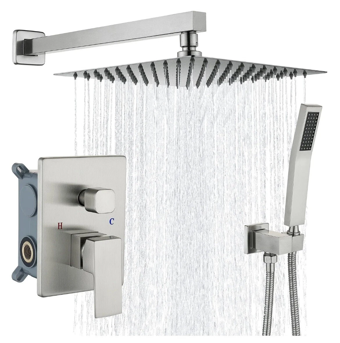 DMDMBATH Shower System Brushed Nickel with 10” High Pressure Rain Shower Head
