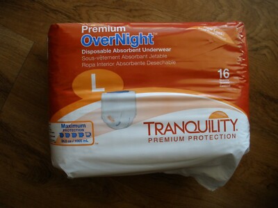 Tranquility Premium OverNight Disposable Absorbent Underwear, Large, Pack of 16