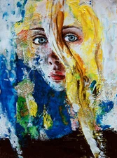 ARTIST'S ORIGINAL acrylic painting MODERN ABSTRACT WOMAN PORTRAIT EXPRESSIVE ART