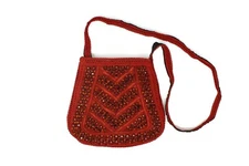 Sling Hand Bag Embroidery Fashionable Modern Style Art Handy Craft Bold Red