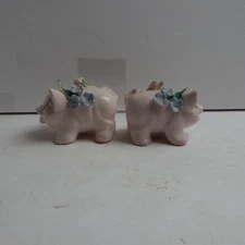 Vintage Pigs Pink Salt & Pepper Shakers Ceramic With Original Cork Stoppers