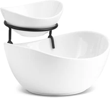 Chip and Dip Serving Set, Tiered Serving Bowl Set 2 Tier Serving Stand Ceramic A