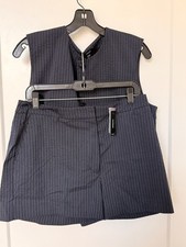 Express new blue pinstripes short vest set, vest size medium shorts size 10