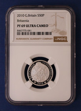 2010 Royal Mint 1/4oz Silver Proof Britannia 50p coin NGC PF69 Ultra Cameo