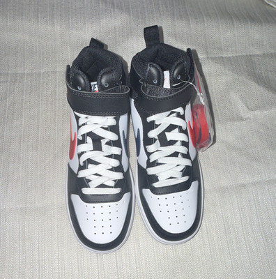 Nike Court Borough Mid 2 BG Boys Sneakers White Red Blue 4Y Comfort Basketball