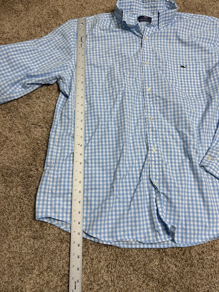 Camisa Vineyard Vines Para Hombres XL Azul Cuadros Guinga Calce Clásico Tucker Abotonada Foto 3 de 4
