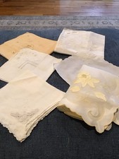 VINTAGE BUNDLE HANKIES 6 3 SHEER 3 WHITE EMBROIDERED Goodcondition