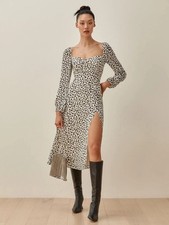 REFORMATION Shelby Animal-Print Georgette Midi Dress Size 0