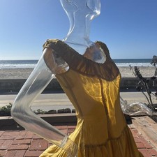 17-Gold metallic midi/maxi  dress with ruffles and zipper back