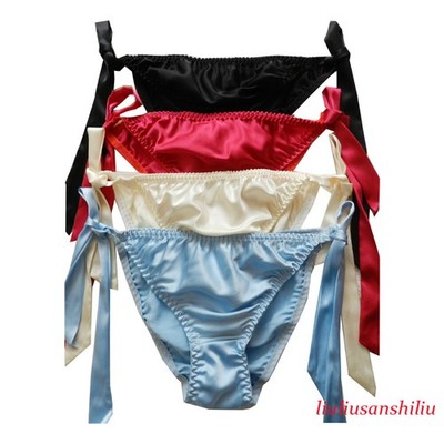4 Pairs Women's Silk String Panties Bikini (adjustable) 100% Mulberry Silk Pants