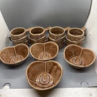 Vintage McCoy Pottery Set 4 Mugs Cups & 4 Snack Bowls  Cowboy Western Ware Line