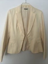 Tahari Blazer Cream Beige 6 Women  s Lined Pockets