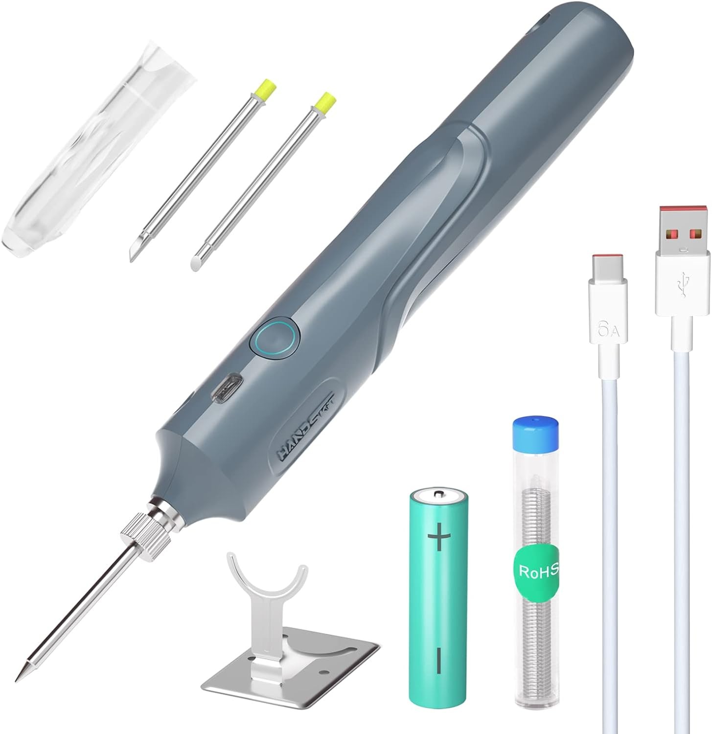 Cordless Soldering Iron Kit with LED Light, Rechargeable Battery, 8W Welding To