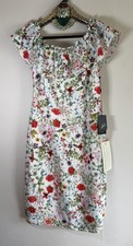 Adrianna Papell Ladies Off The Shoulder Dress UK 14 Ivory & Floral Bloom BNWT