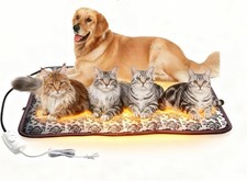 Heated Dog Bed Large Pet Heating Pad Indoor Outdoor Doghouse Chew Proof 34x21