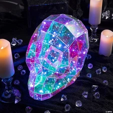 9 1/2" Halloween Multicolor Prismatic Skull Light-Up LED Light #14541084