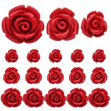 60pcs 8mm/10mm/12mm Red Rose Beads Detailed Carved Flower 8MM/10MM/12MM,