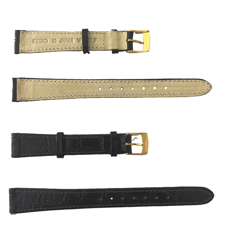 BRACELET MONTRE CUIR VERITABLE SEIKO 13MM MARRON - Photo 1/1