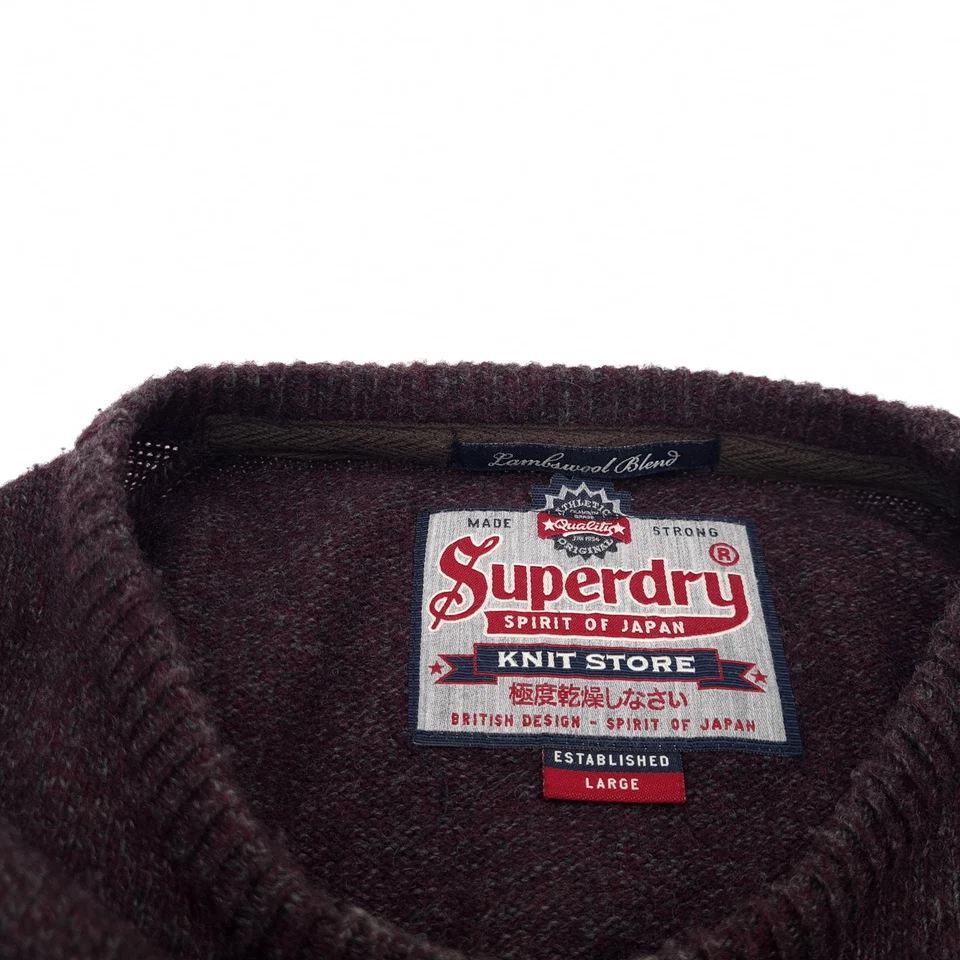 Superdry Jersey Suéter Hombre Borgoña Rojo Lana de Cordero Rk7 Talla L Foto 4 de 4