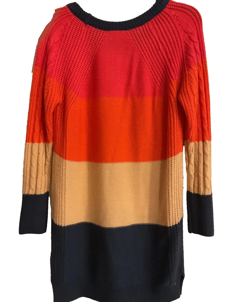 LuluRoe COLOR-BLOCK SWEATER DRESS (LAUREN)BRIGHT COLORS XXS/40"C33"long - Image 2 of 4