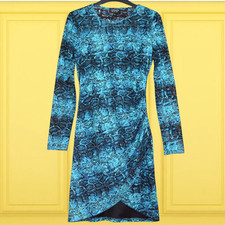 TOPSHOP SZE 8 BLUE SNAKESKIN PRINT LACE DRESS BUSINESS NIGHTOUT HOLIDAY COCKTAIL