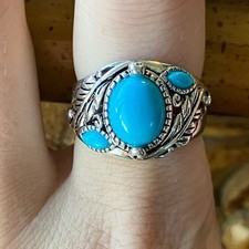Sleeping Beauty Turquoise Sterling Silver Ring Size 8