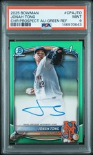 2025 Bowman Jonah Tong Chrome Prospect Green Refractor Auto /99 #CPA-JTO PSA 9