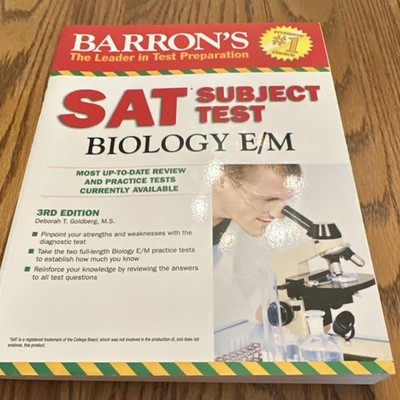 Barron's SAT Subject Test Biology E/M 3rd Ed Study Guide Goldberg Paperback 2011