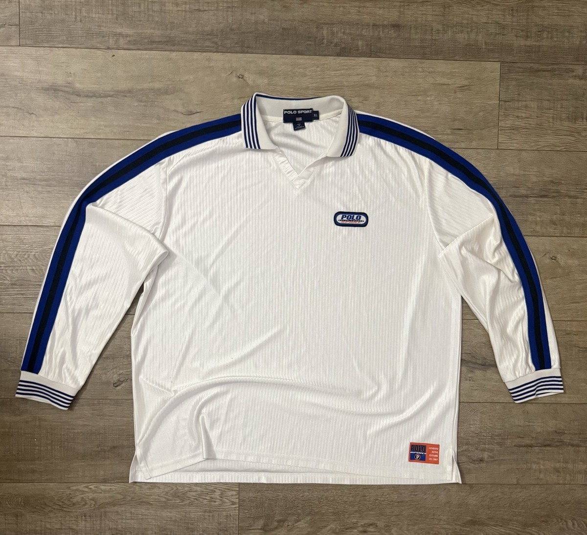 POLO Ralph Lauren Swing top ホワイトXL Vintage Ralph Lauren Polo Sport White Long Sleeve Soccer Jersey